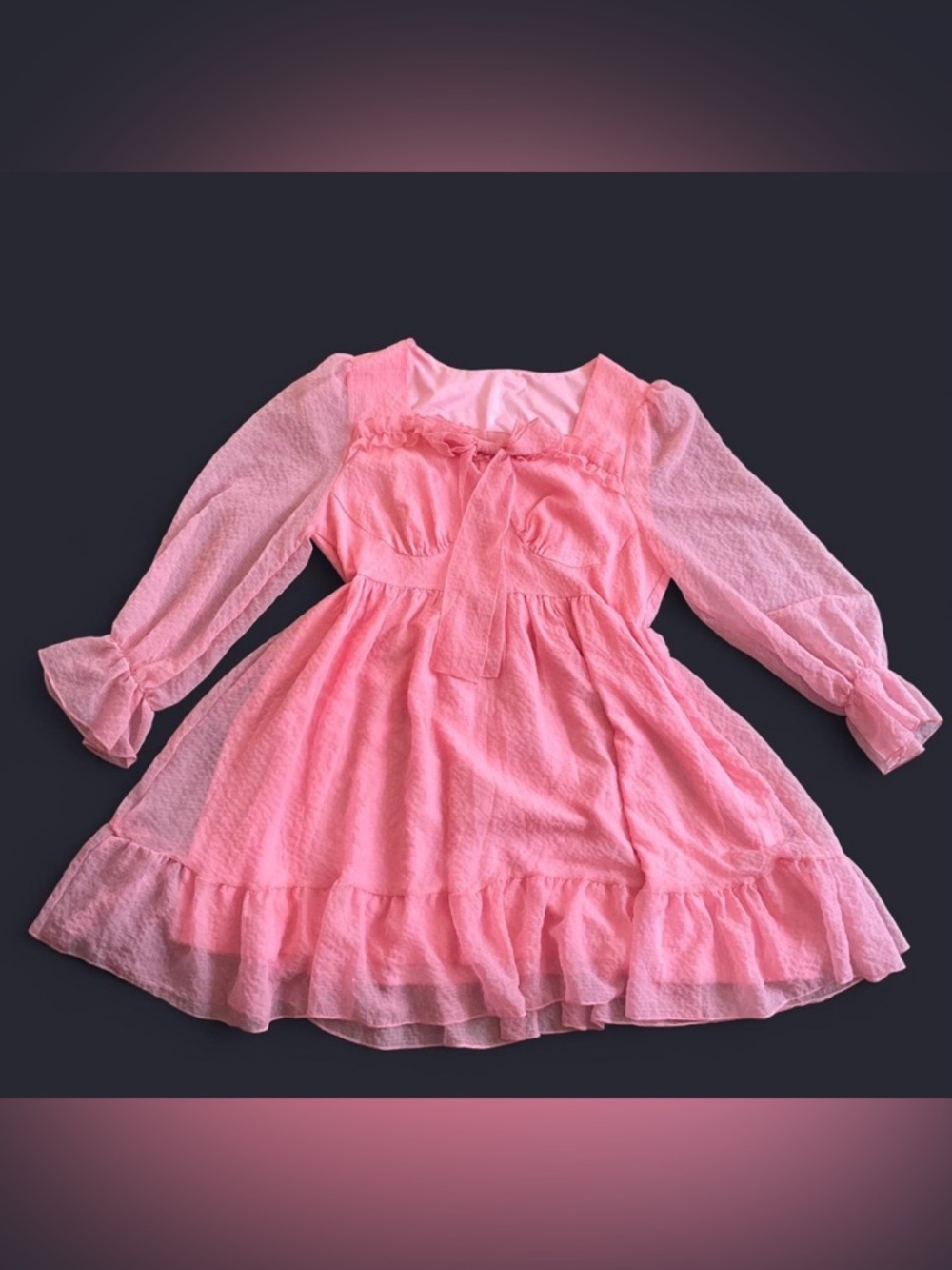 Women’s ruffle bow pink dress
